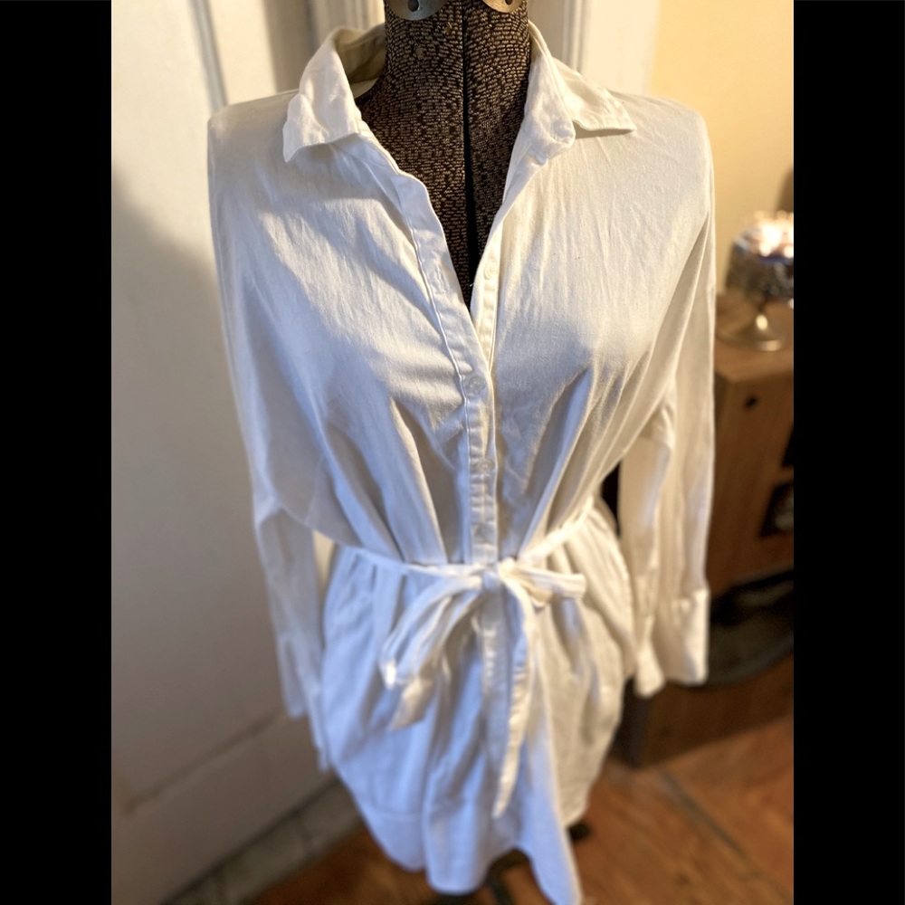 White Shirt Dress with Belt